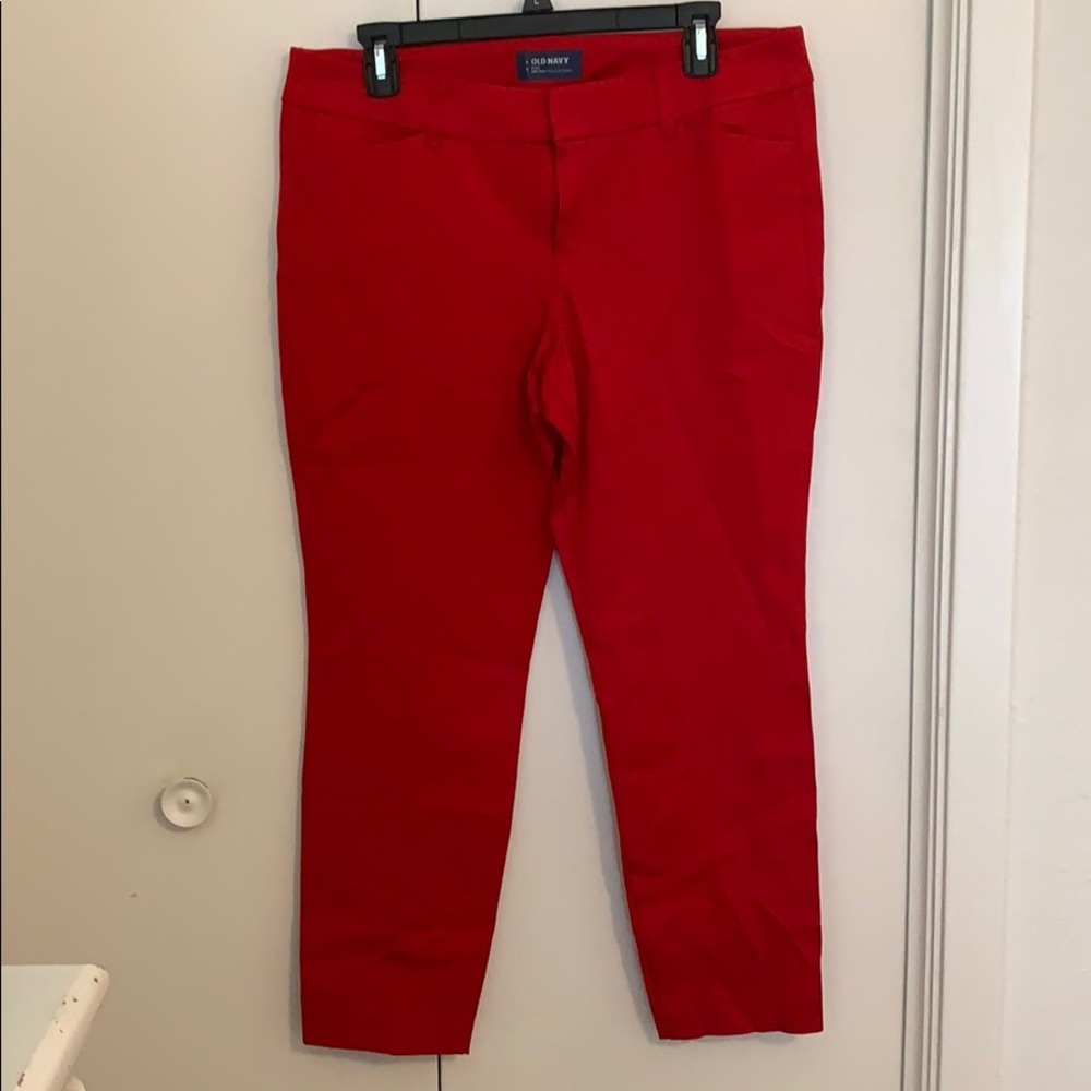 Red, ankle length pants